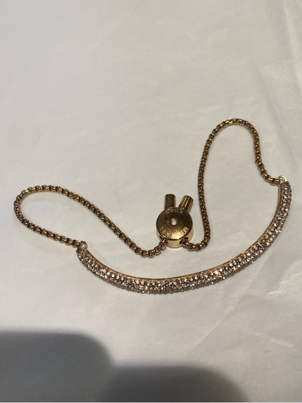 Michael Kors Rose Gold Crystal Pavé Curved Slider Bracelet